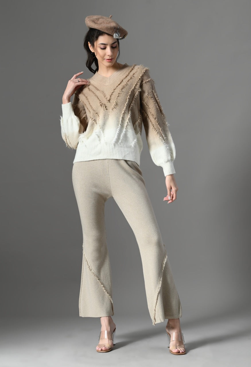 Pankh Luxe Miri Pret Tassel Ombre Sweater and Pant Coord Set