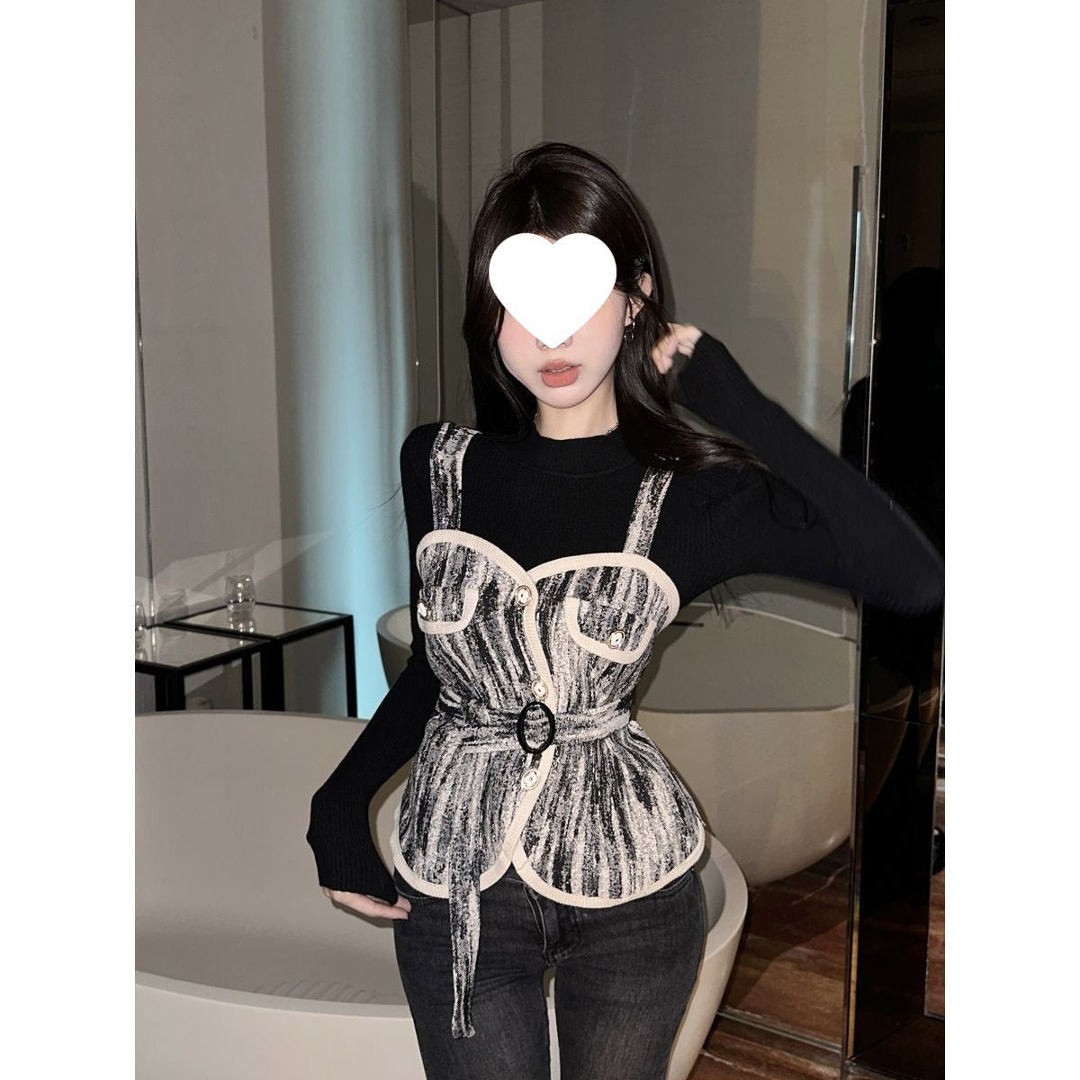 Pankh Deluru Canvas Jacket and Knit Top Set