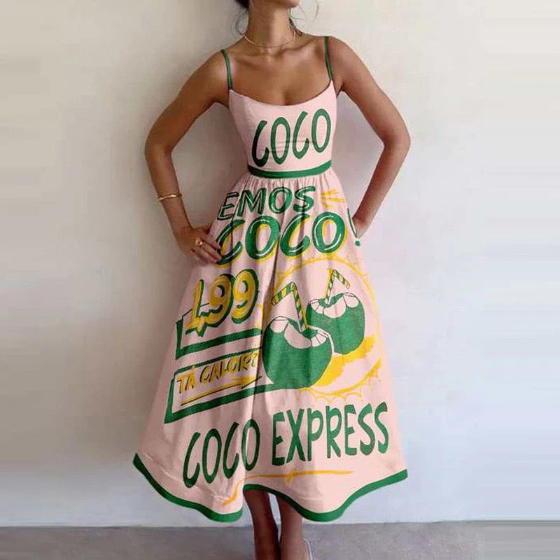Pankh Coco Quirky Print Holiday Maxi Dress