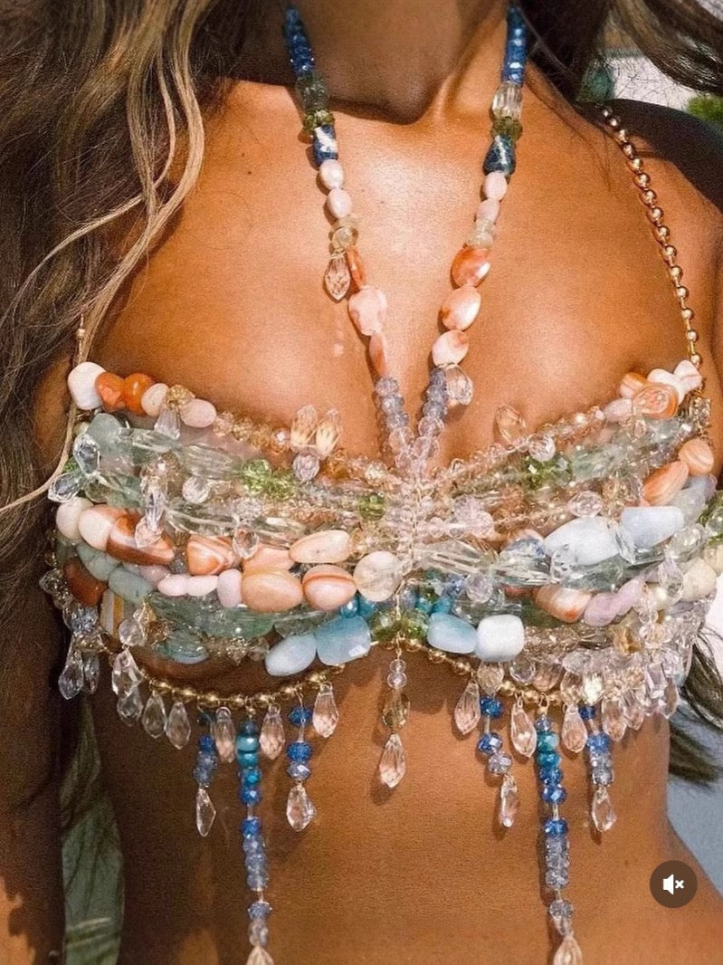 Pankh Rhoe Stone Beaded Bralette Top Accessories