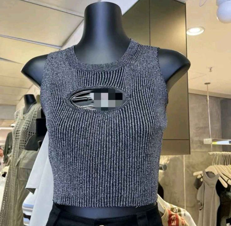 Pankh Nella Ribbed Cut-Out Tank Top