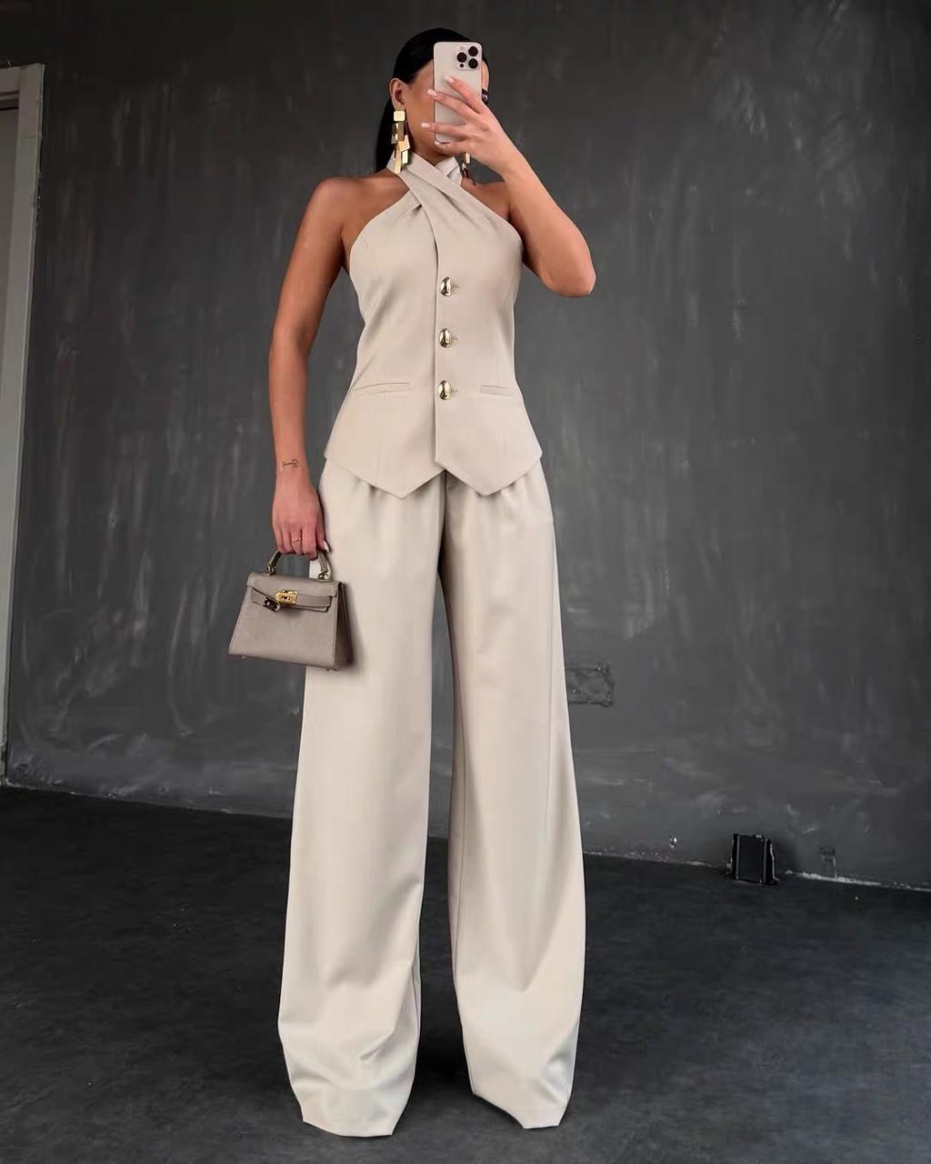 Pankh Cemre Halter Tuxedo Waistcoat Co-ord Set