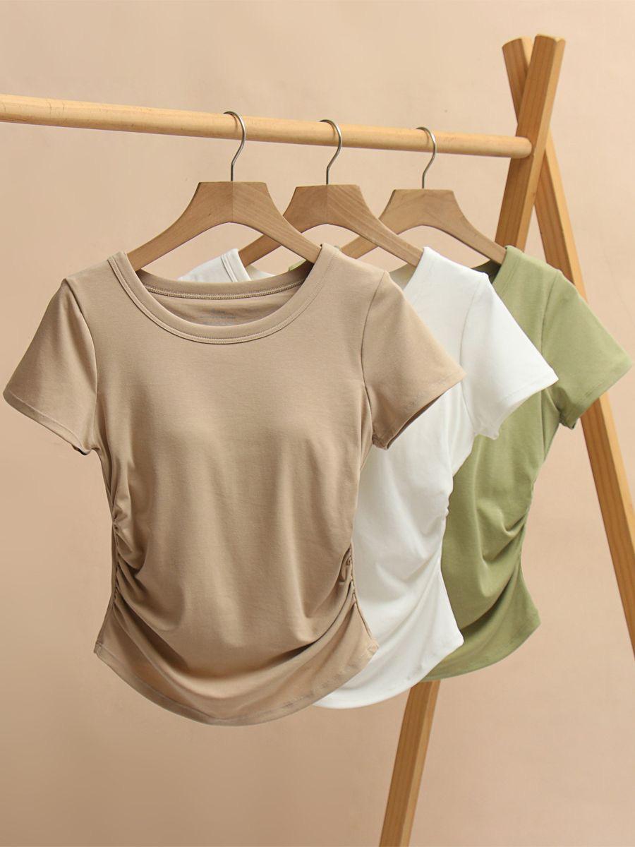 Pankh Marta Draped Curved Hem In Built Bra T-Shirt Padded Top