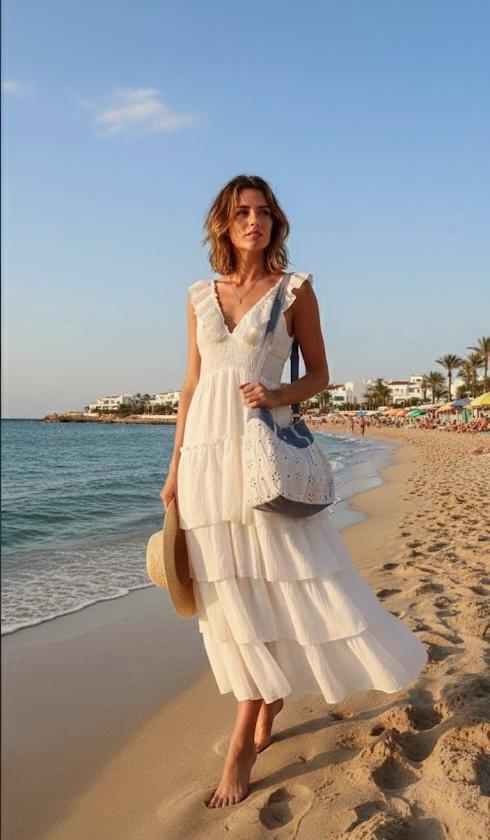 Pankh Risque V-Neck Smocked Mul Cotton Maxi Dress