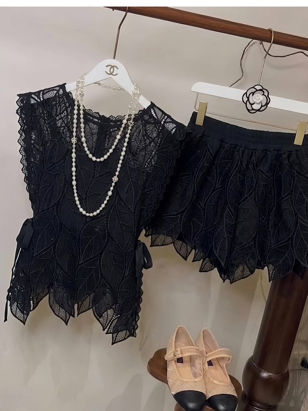 Zelie Crochet Tie-up Top & Shorts Coord Set