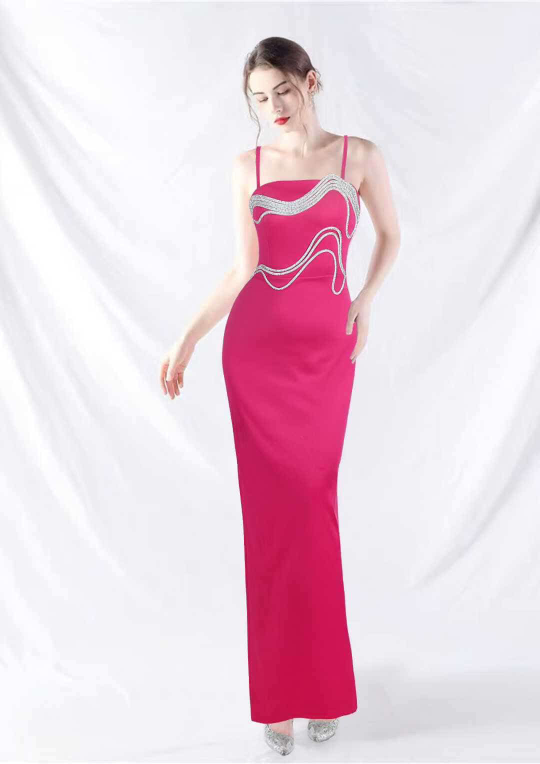 Pankh Celeste Crystal Rhinestone Partywear Maxi Dress
