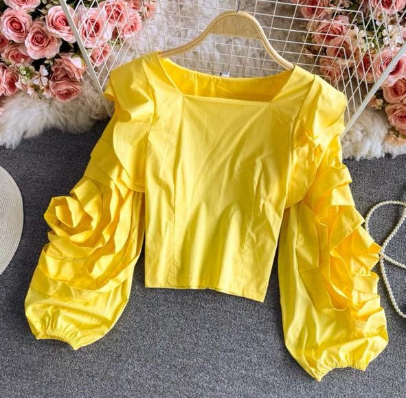 Pankh Lulu 3D Floral Sleeve Cotton Blouse