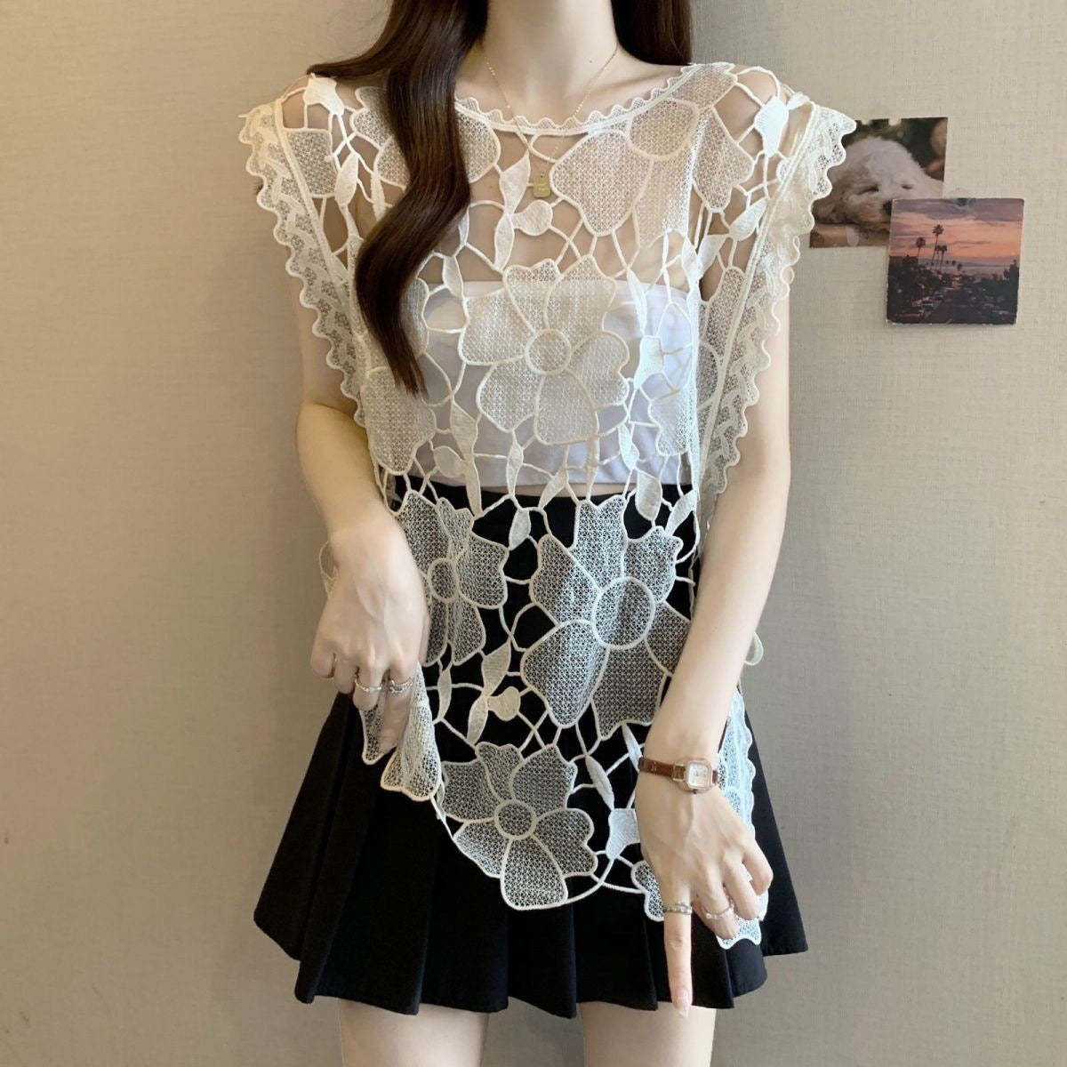 Pankh Meteor Crochet Tie Up Cover-Up Top