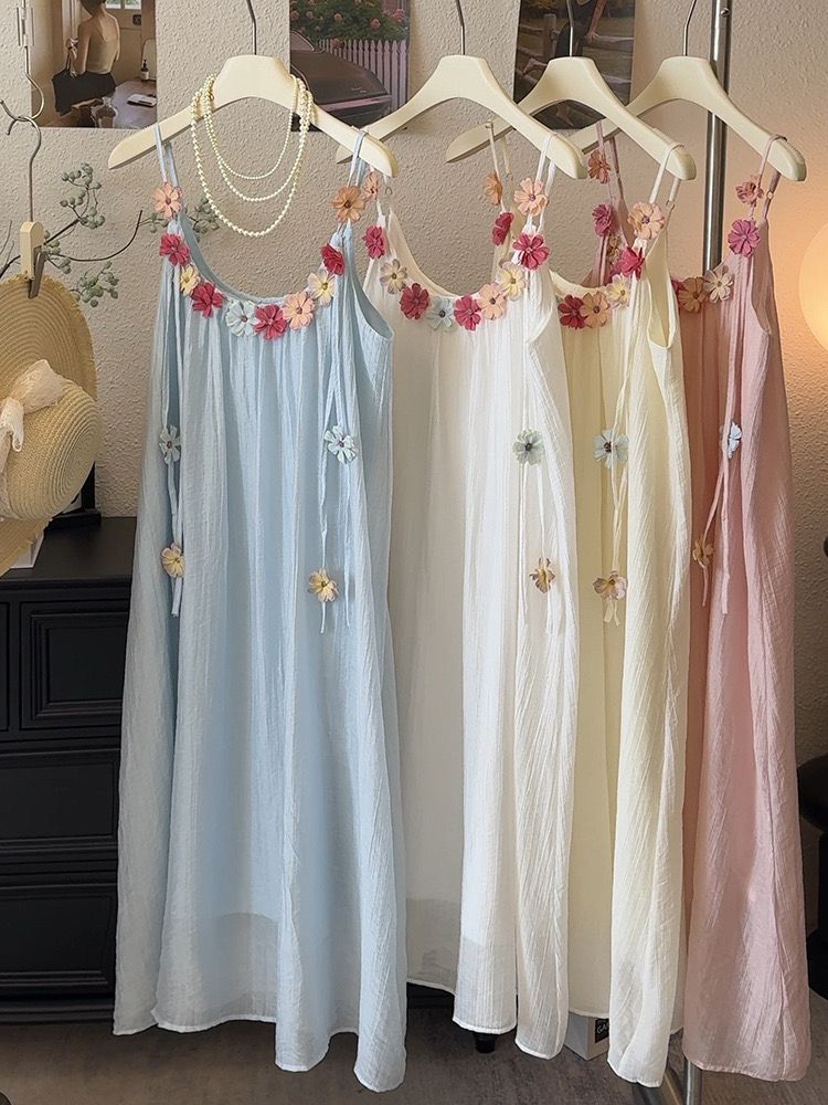 Pankh Primrose Morning Glory - Spaghetti Strap Flower Loose Style Maxi