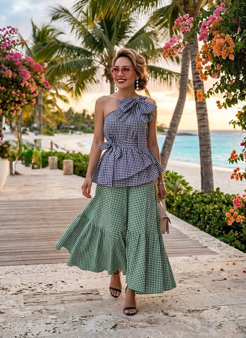 Pankh Ezky Gingham Top and Skirt Coord Set