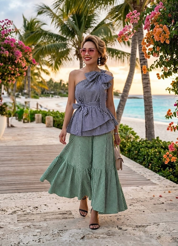 Pankh Ezky Gingham Top and Skirt Coord Set