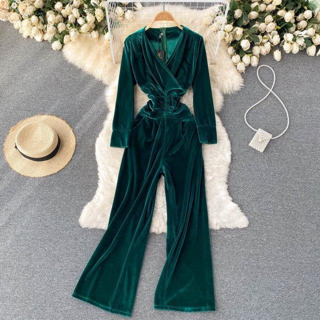 Pankh Ellery Winter Wide Leg Velvet Jumpsuit