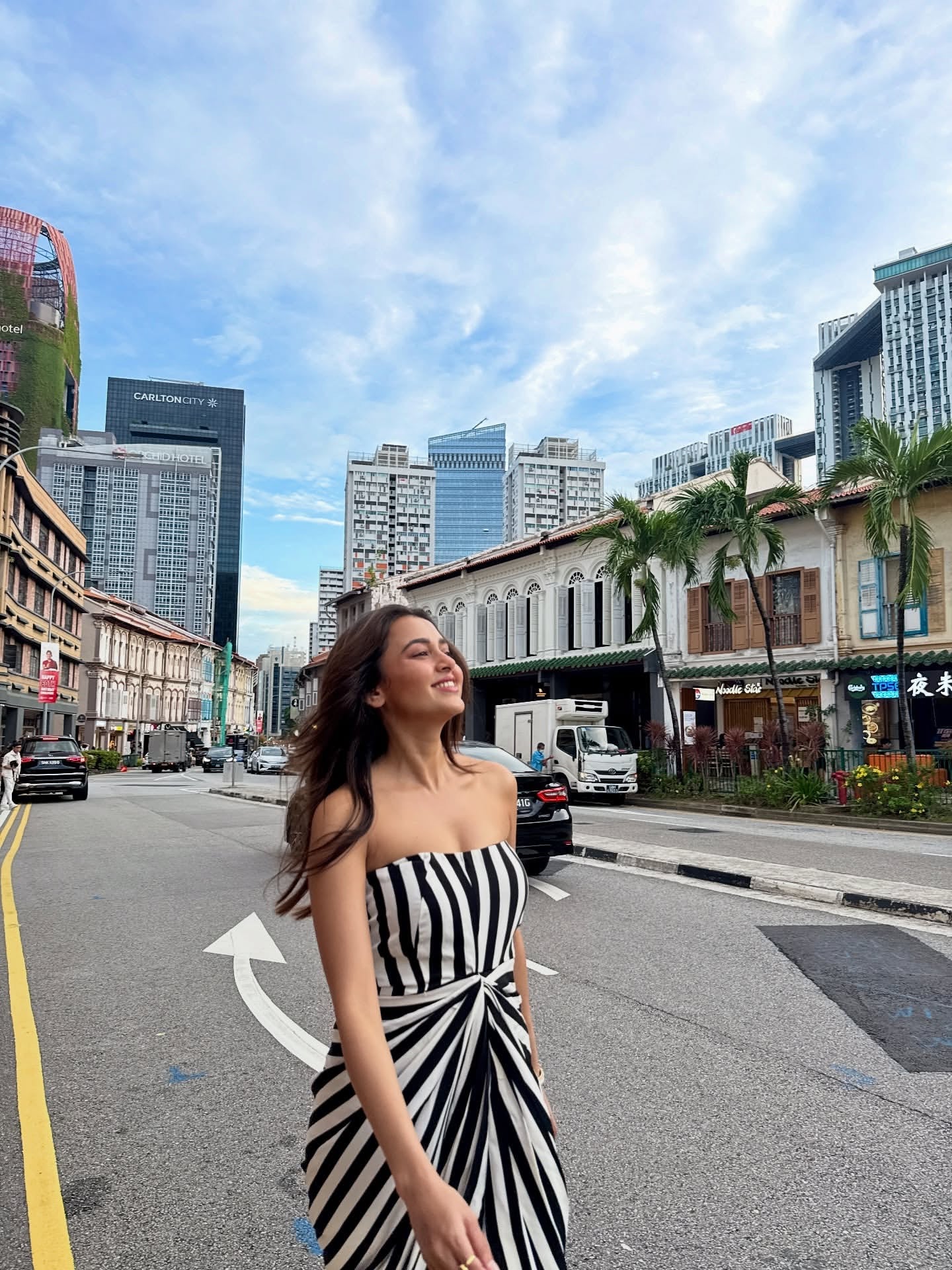 Pankh Ash Striped Drape Style Tube Dress