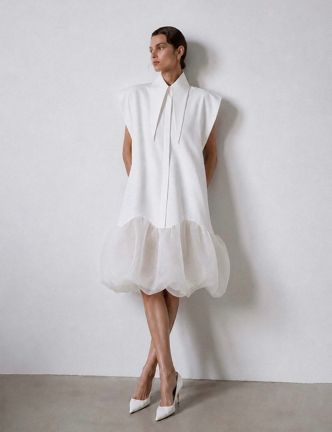 Pankh Perru Long Collar High Fashion Shirt Dress