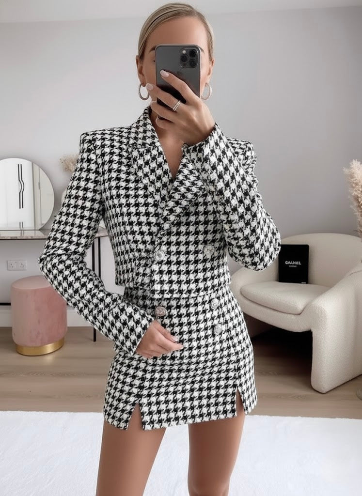 Pankh Cincin Tweed Blazer and Skort Set