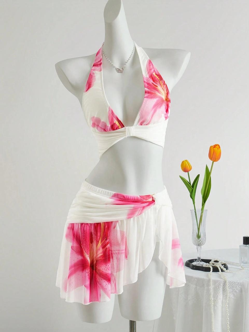Pankh Emric Tropical Lily Ruched Two-Piece Swim Bikini Set