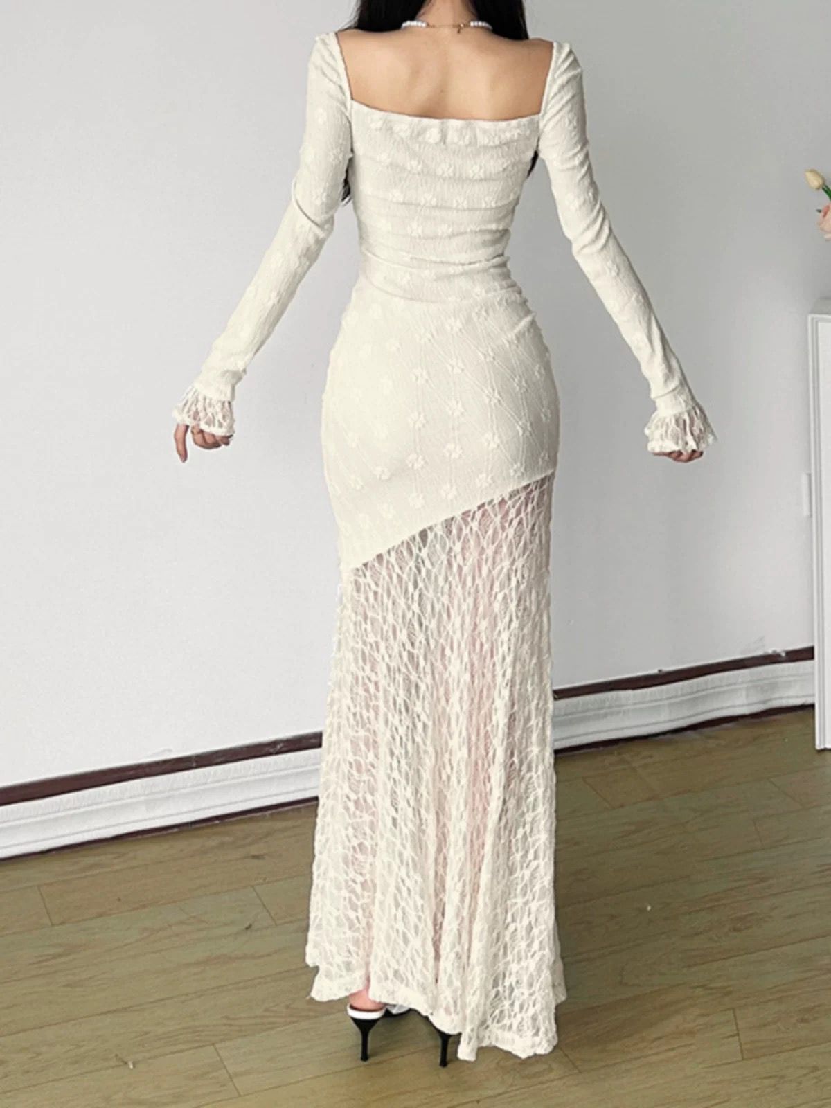 Pankh Linnea Neck Flower Long Bodycone Maxi Dress