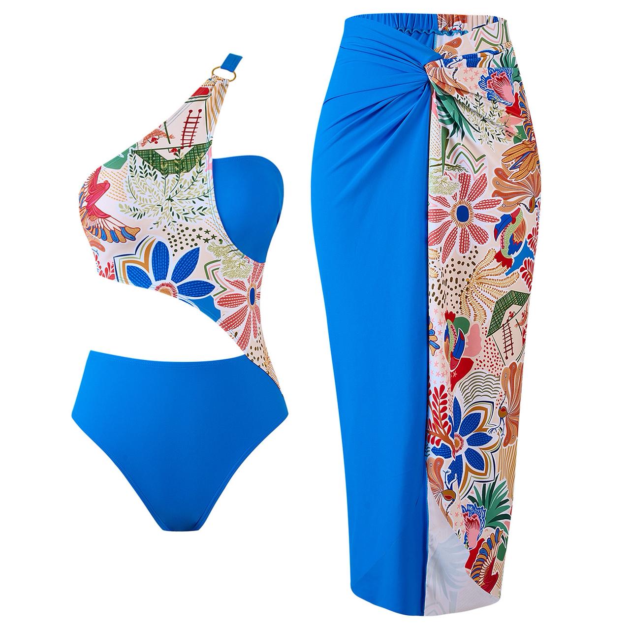 Pankh Kervyn Dual Shade Monokini With Cover-Up Skirt