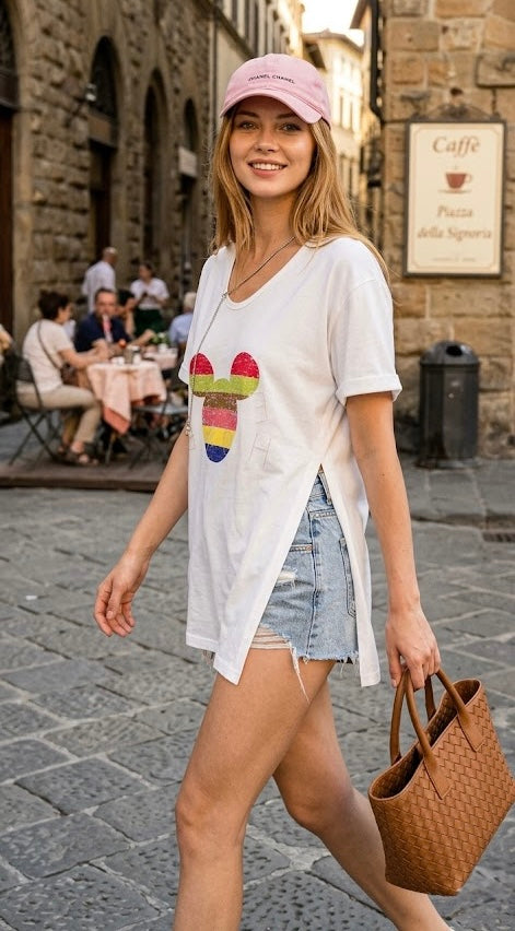 Hampton Mickey Oversized Tee With Detachable Chain