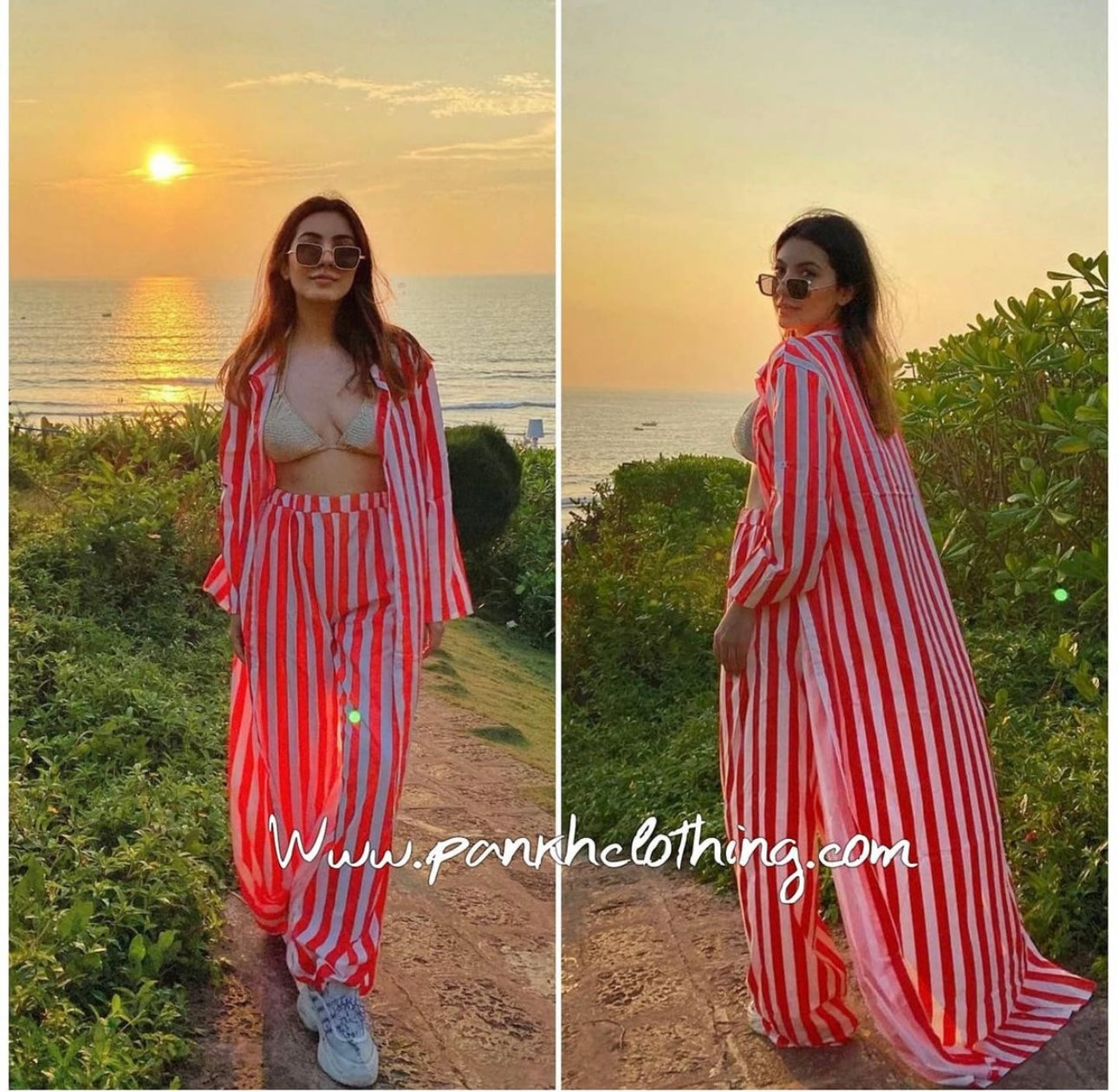 Sarin Stripe Loose Pants and Long shirt coord set