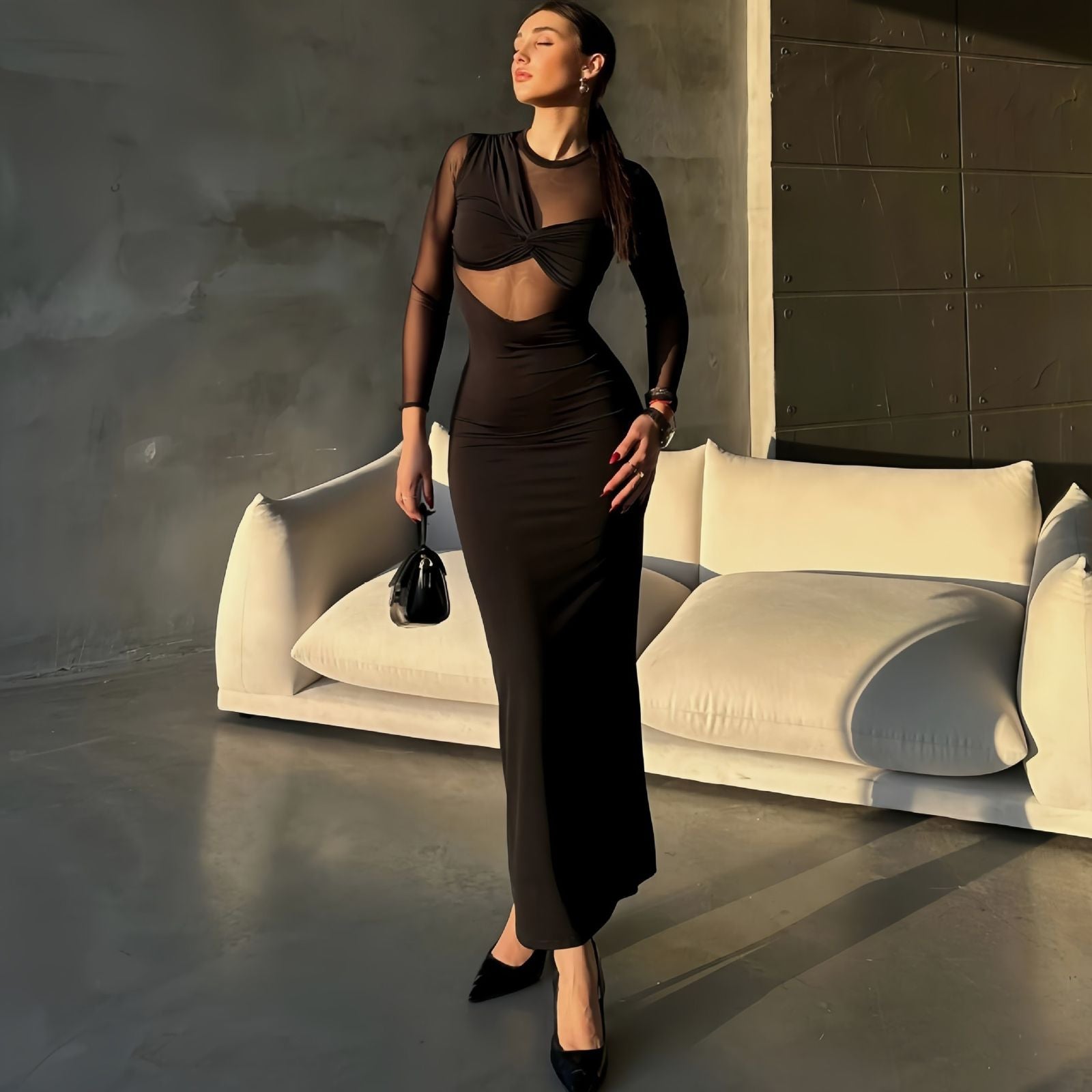 Pankh Baylen Elegant Mesh Bodycon Long Dress