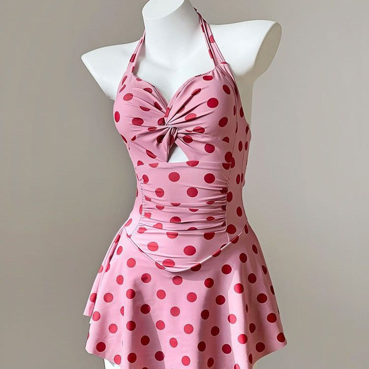 Pankh Poskie Cute Polka Dot Modest Padded Swimsuit