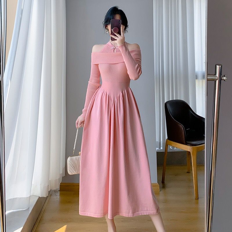 Pankh Rossey Off-Shoulder Wollen Long Dress