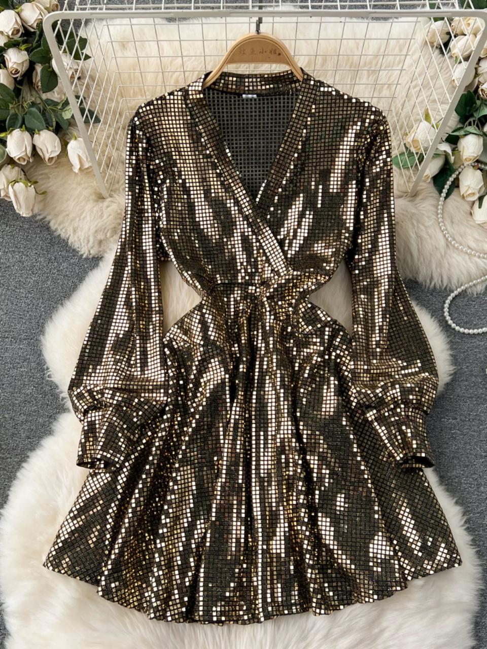 Pankh Kennedy Metallic Sequin Wrap Party Wear Dress