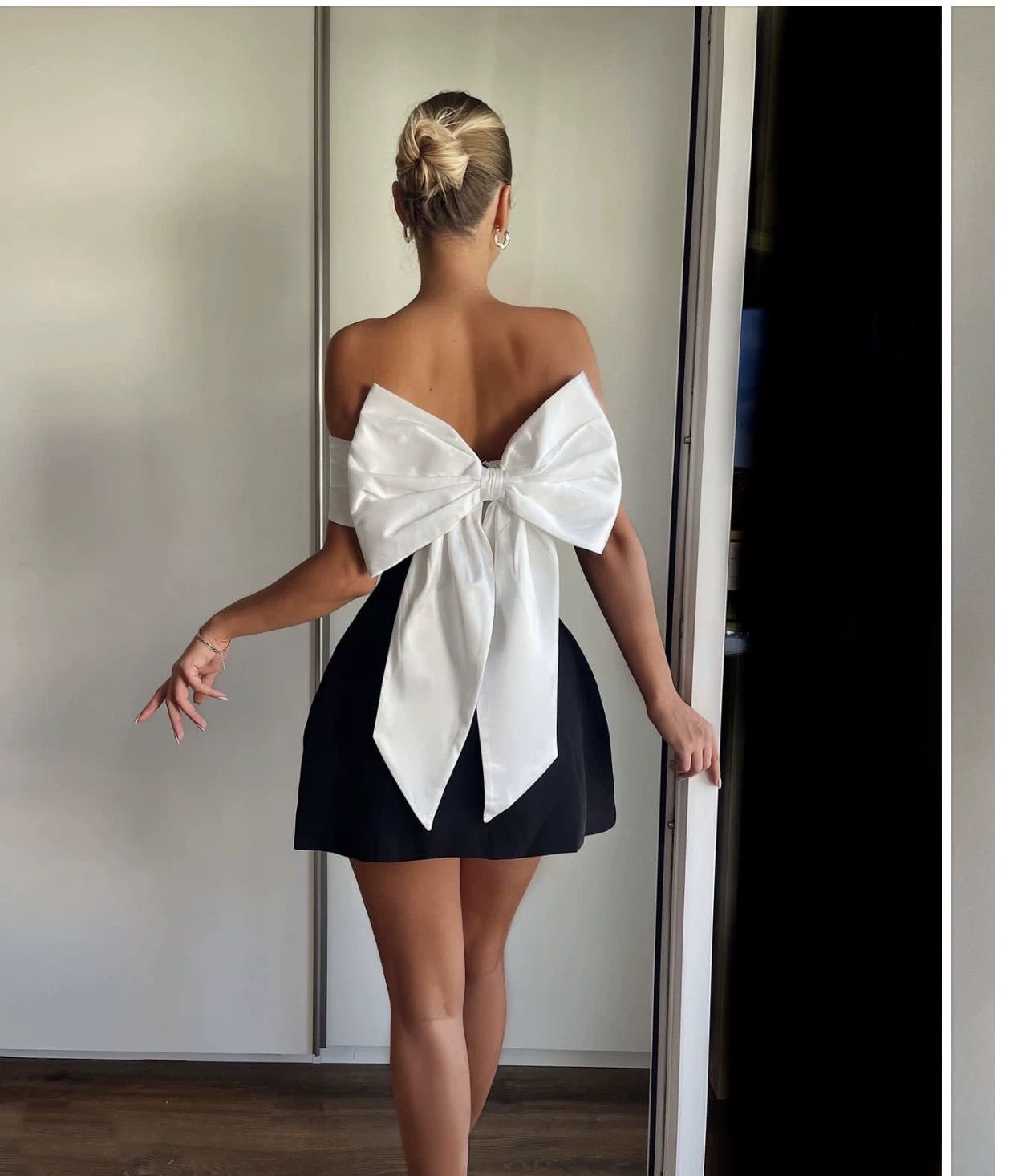 Pankh Vienna Off Shoulder Mini Dress Cute Bow Back Bodycon Dress