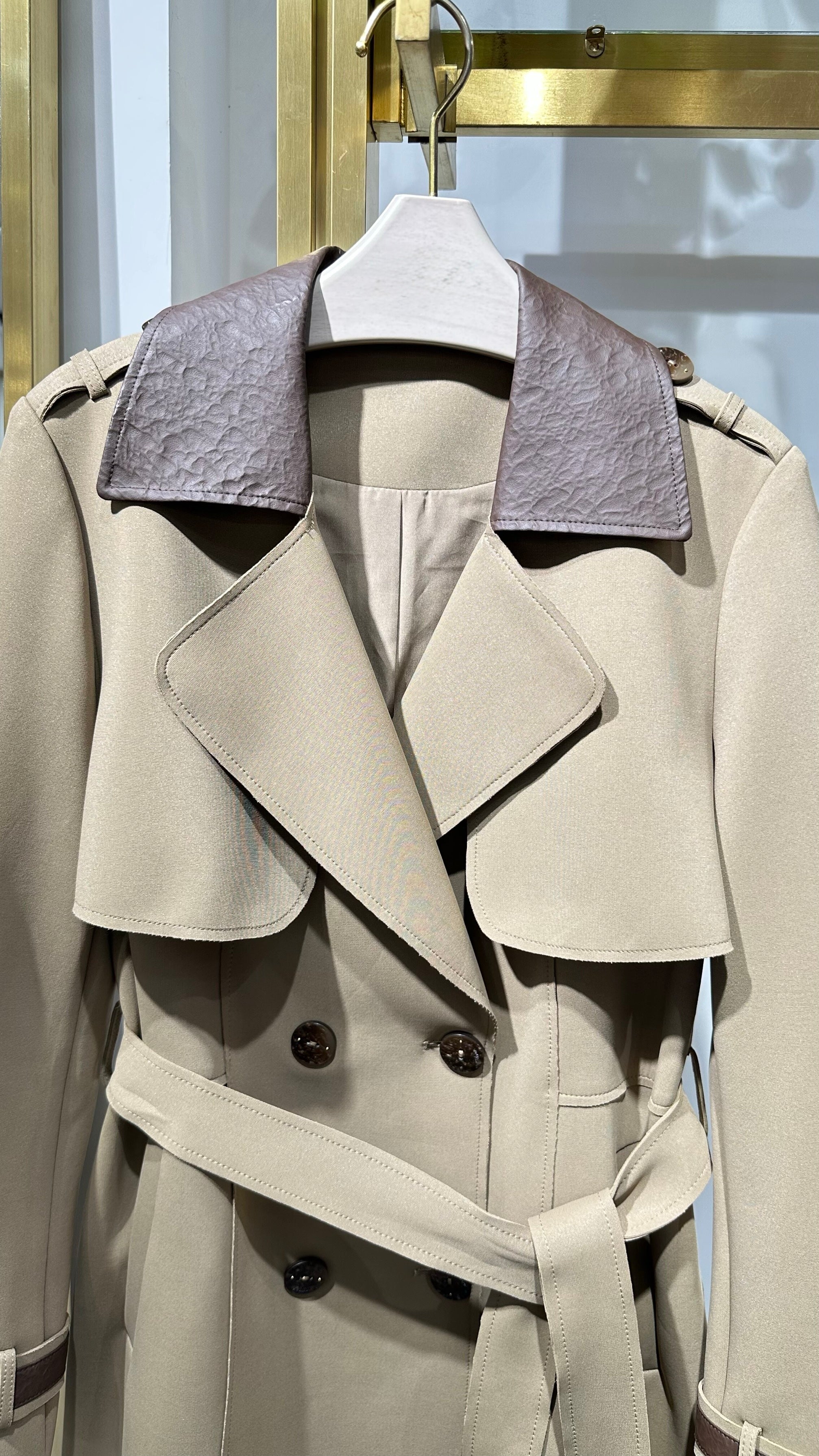 Pankh Cloak Leather Detailing Trench Coat Overcoat