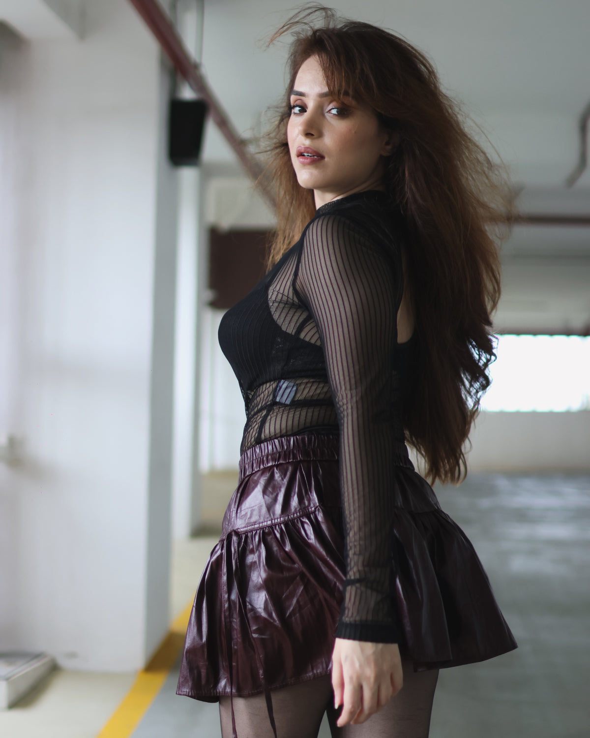 Pankh Helsy Pu Leather Skirt Skort