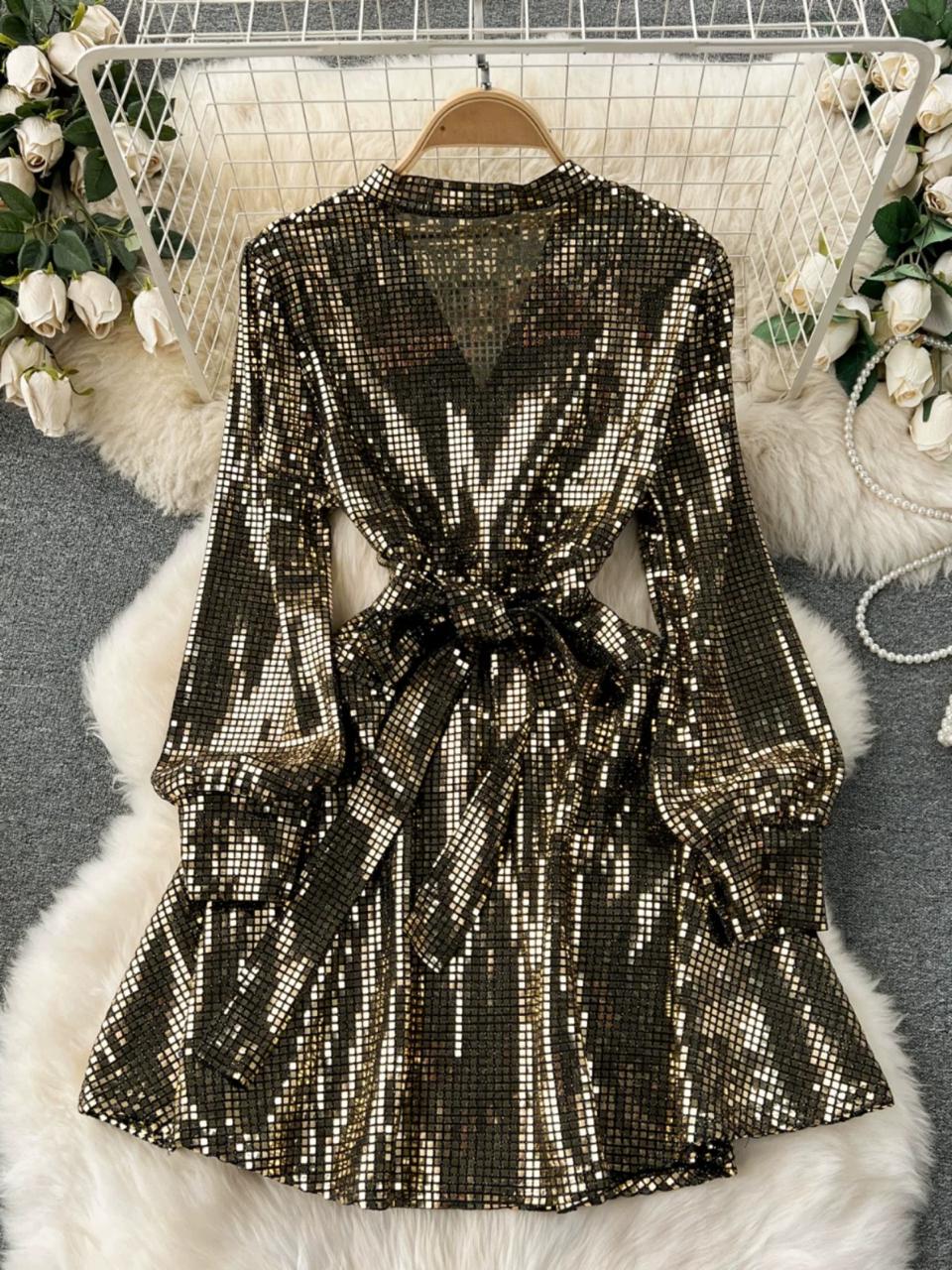 Pankh Kennedy Metallic Sequin Wrap Party Wear Dress