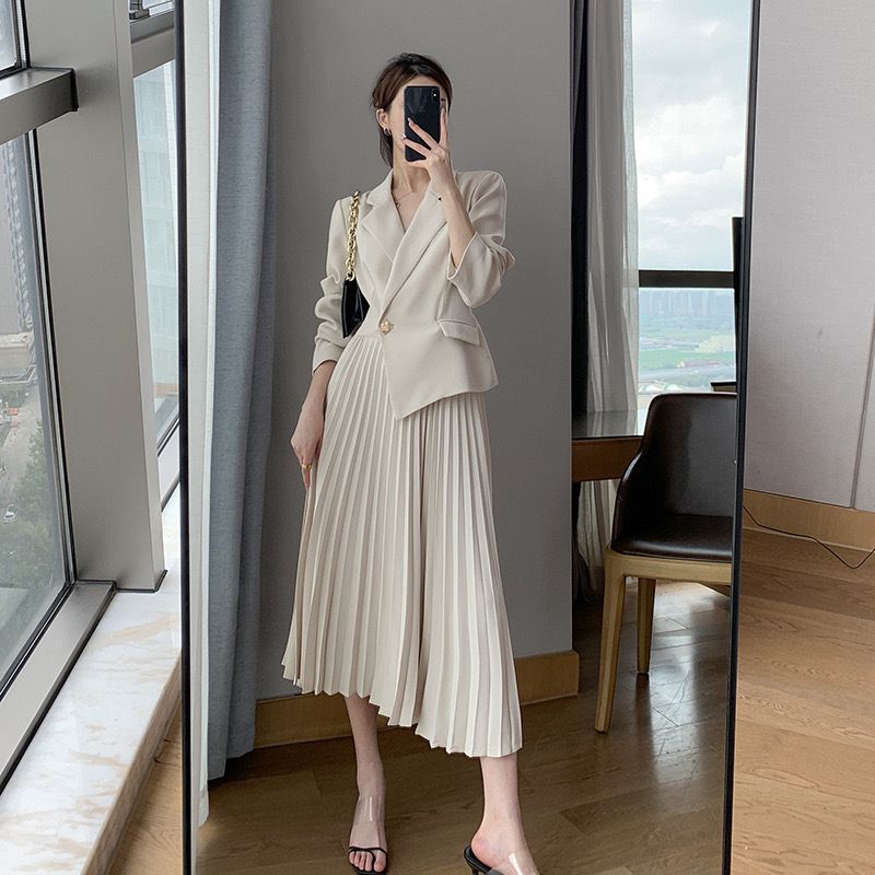Pankh Lyana Formal Blazer Pleated Midi Dress