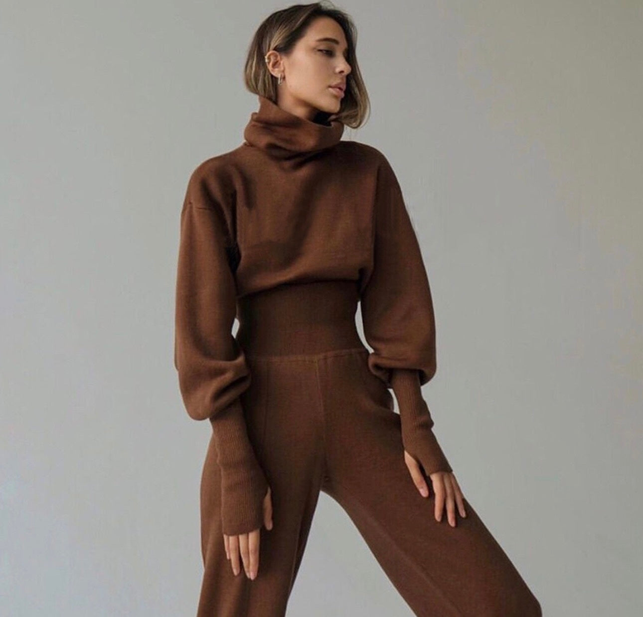 Pankh Davis Luxe Wool Crop Top & High Waist Pant Coord