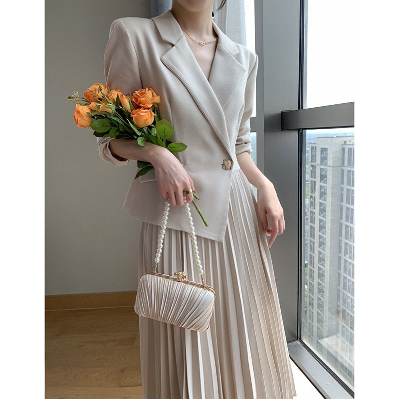 Pankh Lyana Formal Blazer Pleated Midi Dress