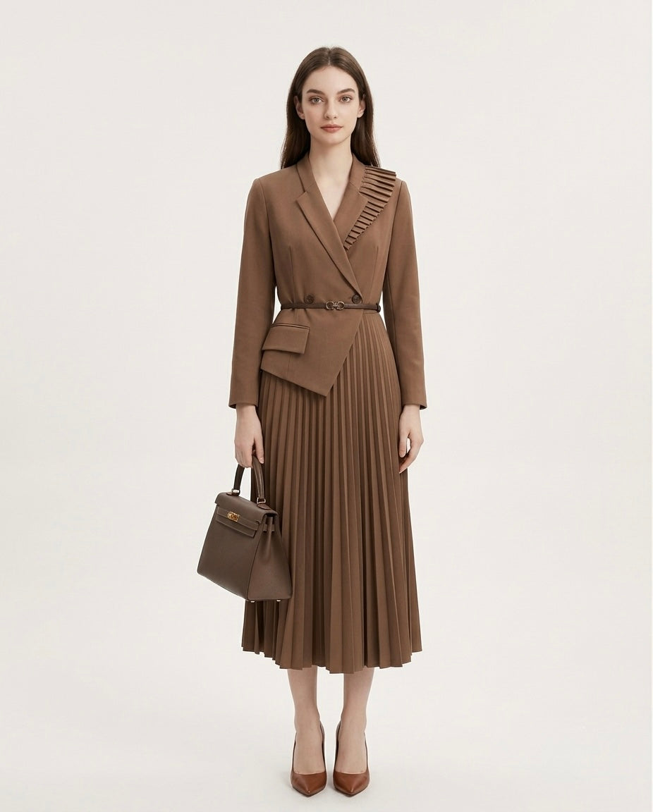 Sirella Luxe Formal Pleated Blazer Dress