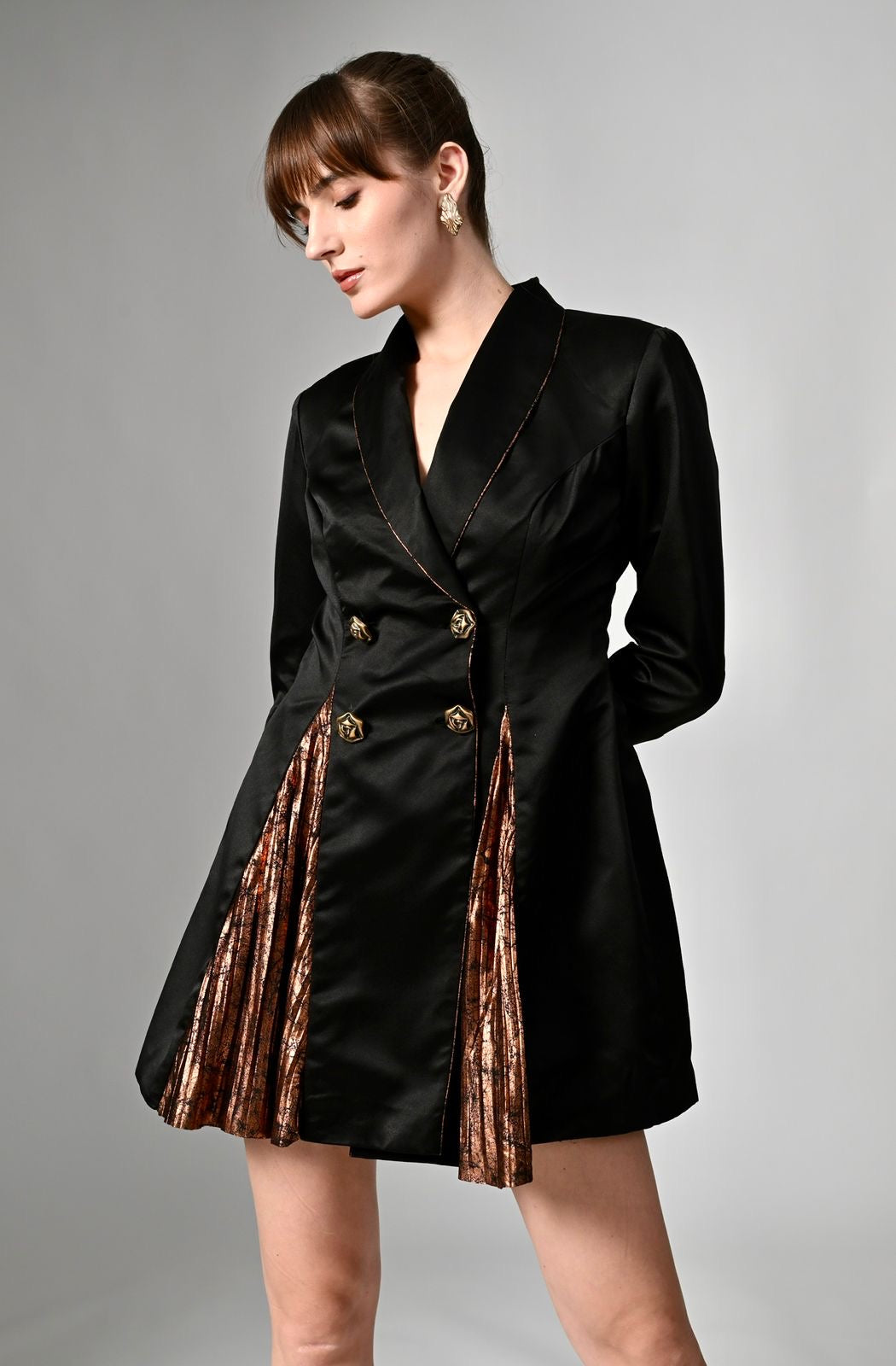 Pankh Masari Satin & Mettalic Blazer Party Wear Dress