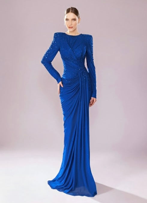 Pankh kisso Party Wear Stone Embellished Drape Style Maxi Dress