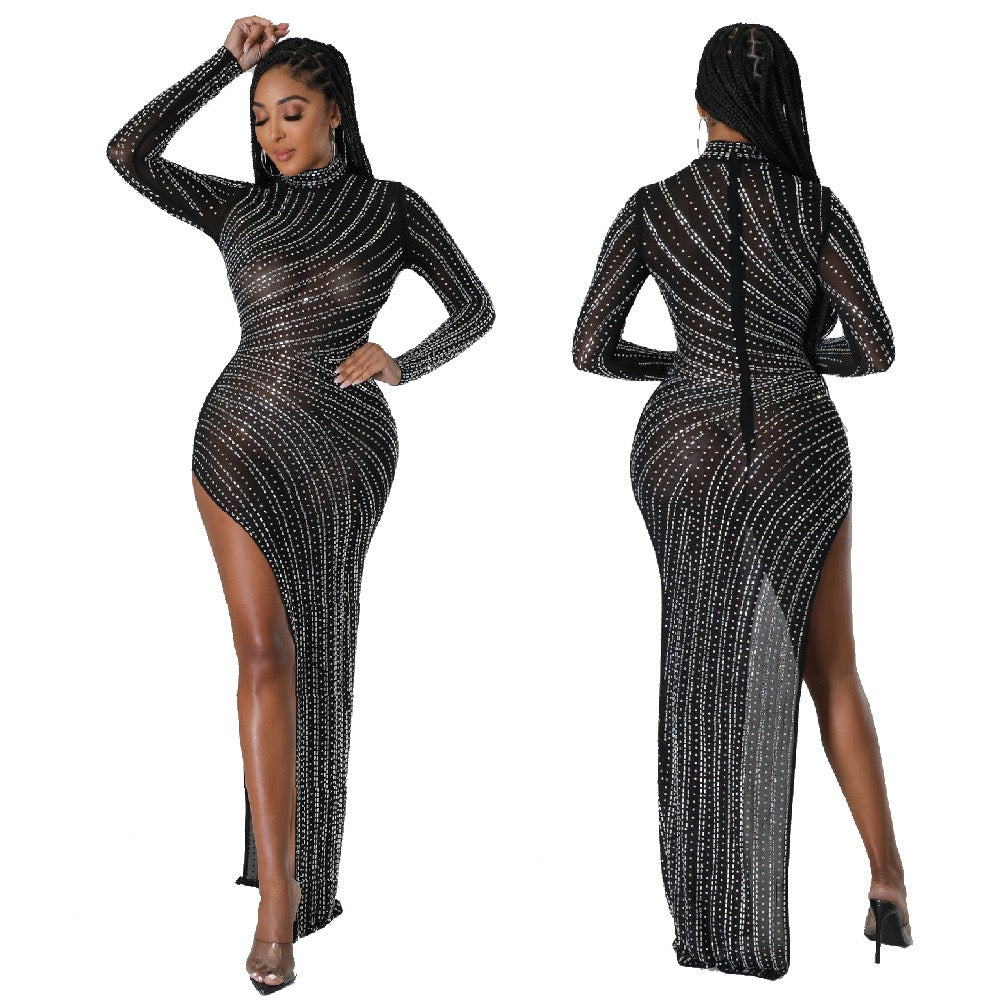 Pankh Ridley Sheer Rhinestone Embellished Party Dress