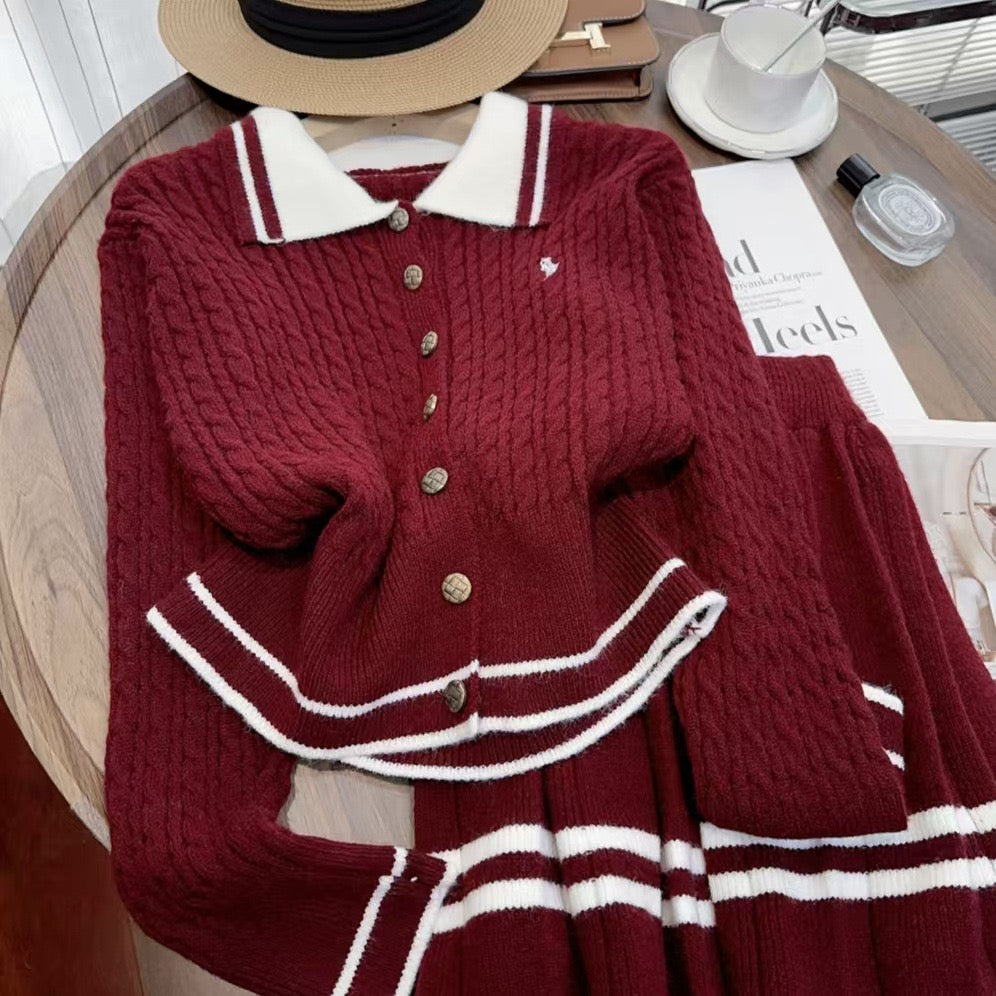 Pankh ashelong Woolen Top and Short Pleated Skirt Set