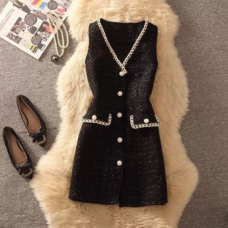 Pankh Gibbs Tweed Formal Winter Wear Short Dress with Top Set