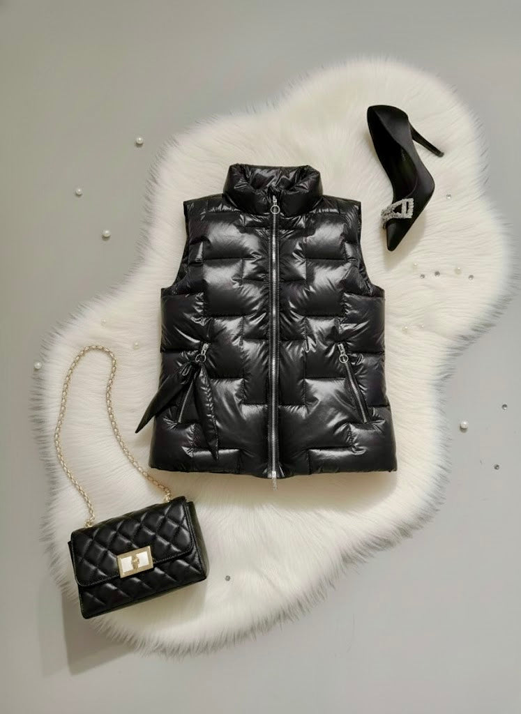 Lilly Cute  Metallic Bomber Down Sleeveless Jacket