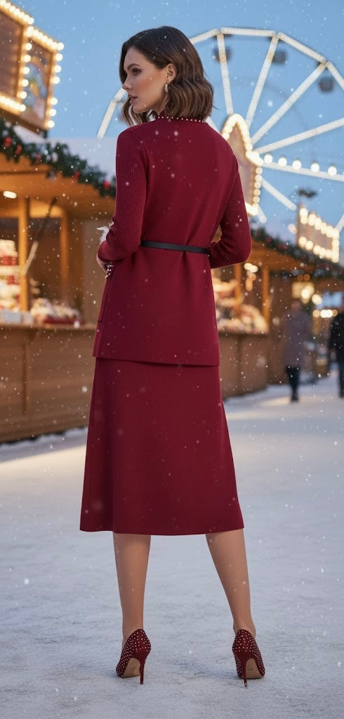 Pankh Pluto Stone Studded Woolen Jacket and Dress Set