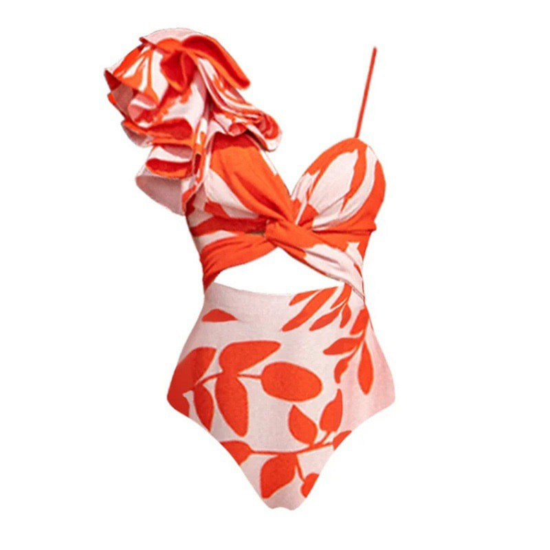 Pankh Jole Ruffle Monokini Swimsuit And Skirt Set