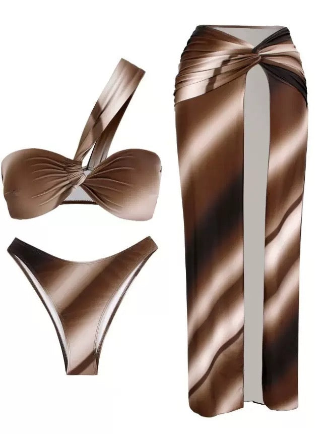 Pankh Zekiro Tie and Die Resort Wear Bikini & Skirt Coverup Set