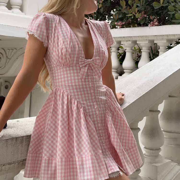 Pankh Sol Cute Flaired Gingham Mini Dress