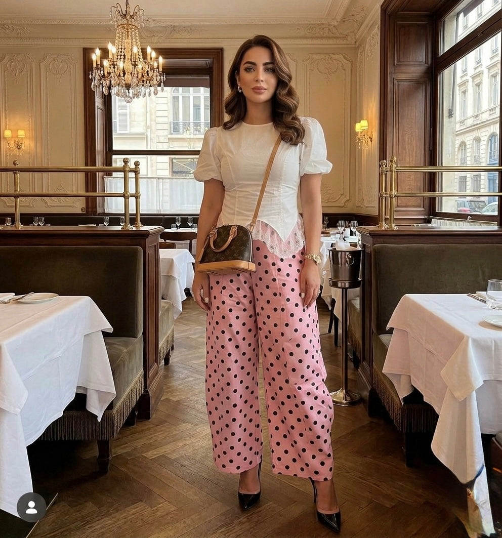 Pankh Kitty Polka Barrel Pants