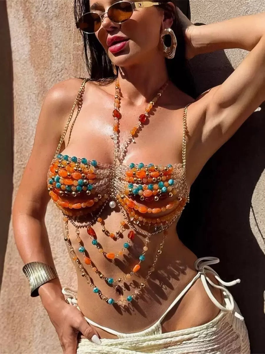 Pankh Ally Stone Beaded Bralette Top Accessories