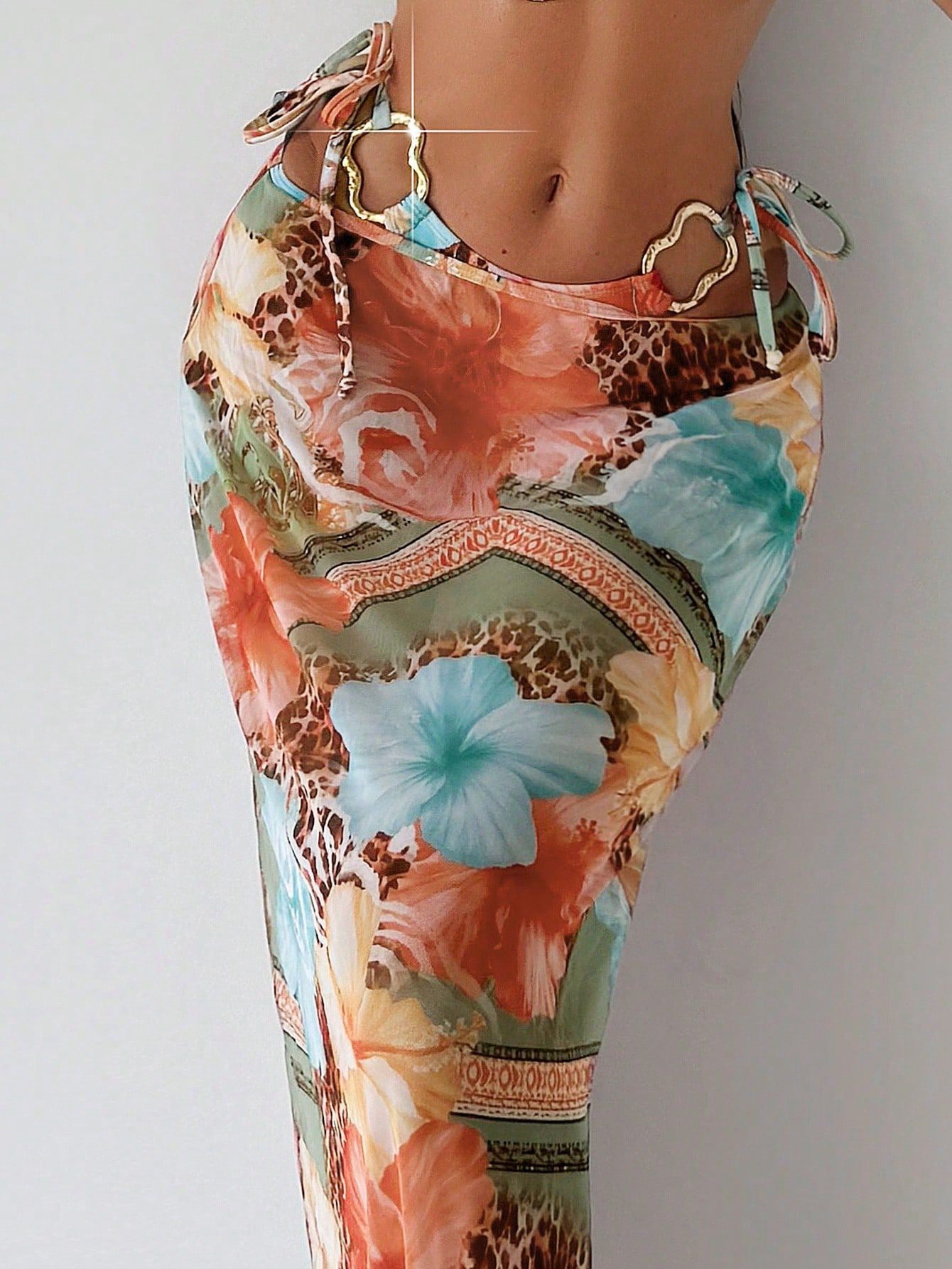 Pankh Marbel Bikini and Skirt Resort Wear Coord Set