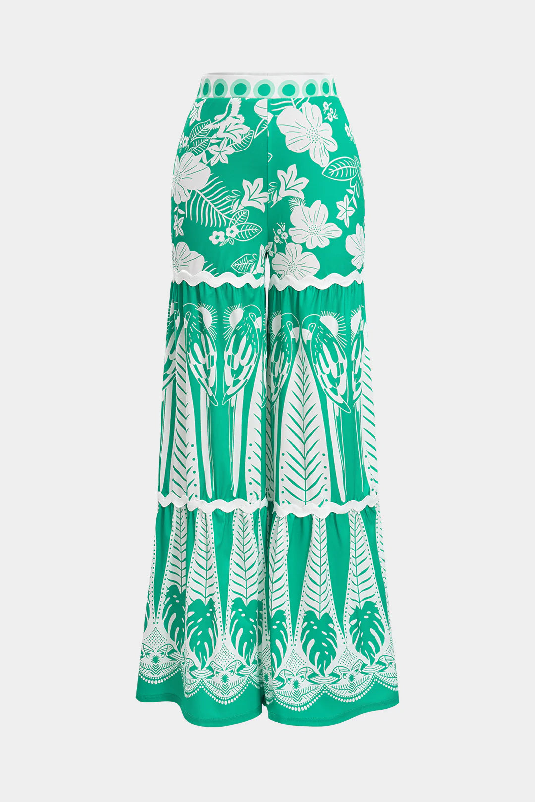 Pankh Sally Ric Rac Trims Floral Print Halter Neck Crop Top And Pant Set